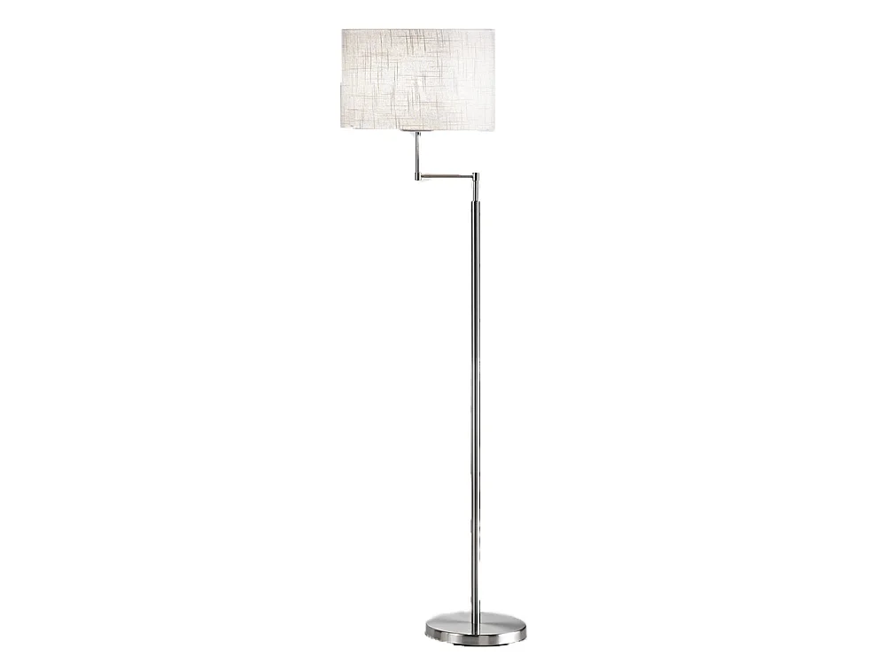 Candeeiro de Pé em Metal Cromado com Abajur em Tecido Branco, Casquilho E27 Máx 40W, Design Elegante de Interior, Altura 160 cm - Marca Perenz