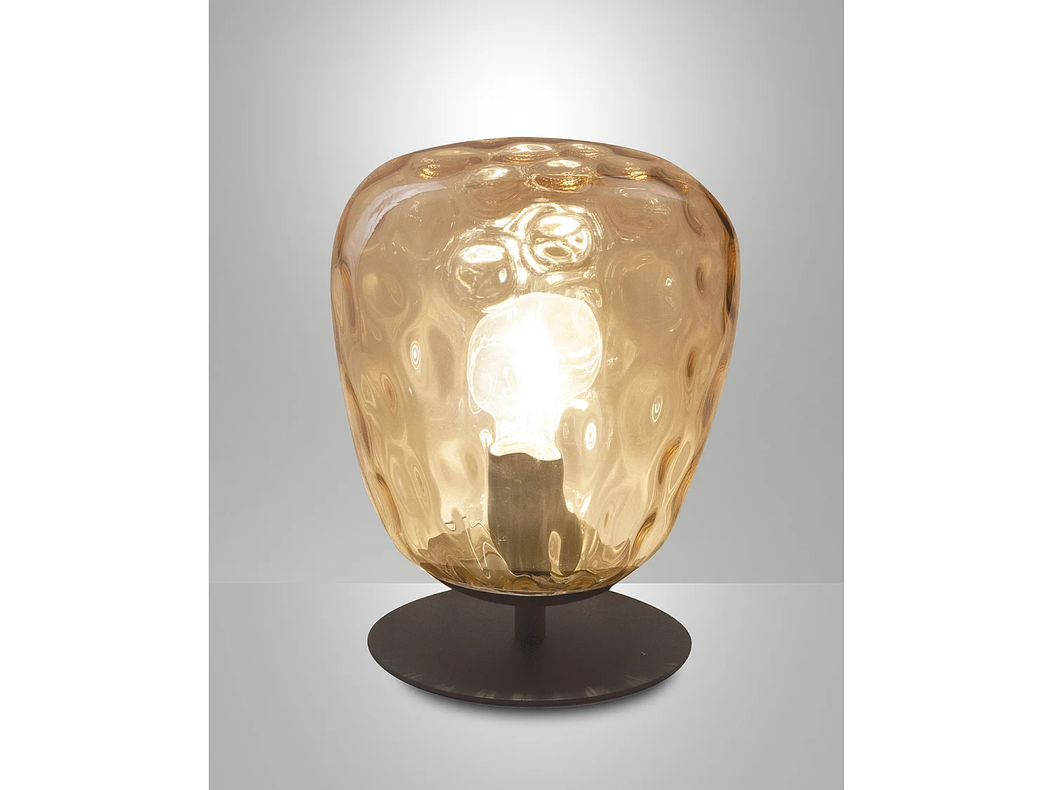 Lámpara de mesa Gisella en vidrio soplado y metal ámbar E27 40W - Iluminación elegante para interiores con un diseño moderno y refinado.