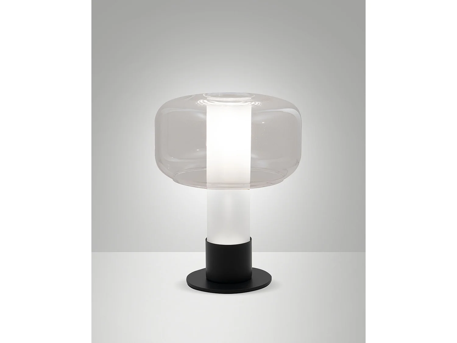 Przezroczysta lampa stołowa Flick, metalowa i szklana rama z borokrzemianu, ściemnialna dotykowo, gniazdo E14 15 W, IP20 - Flick