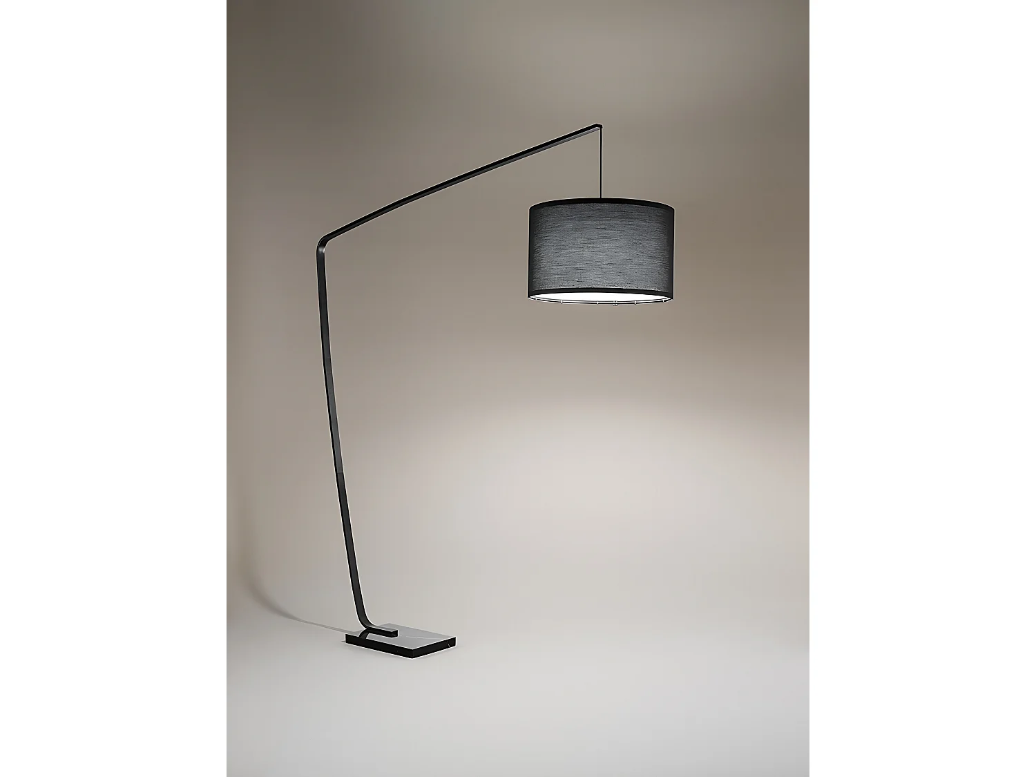 Candeeiro de Pé em Arco de Metal Preto, Base de Mármore, Design Moderno com Abajur, Altura 215 cm, Casquilho E27 Máx 40W - Marca Perenz Europa