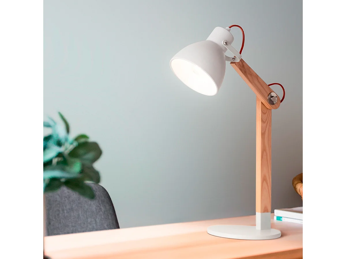 Lámpara de mesa de escritorio moderna de madera diseño nórdico Sveva-T - Blanco