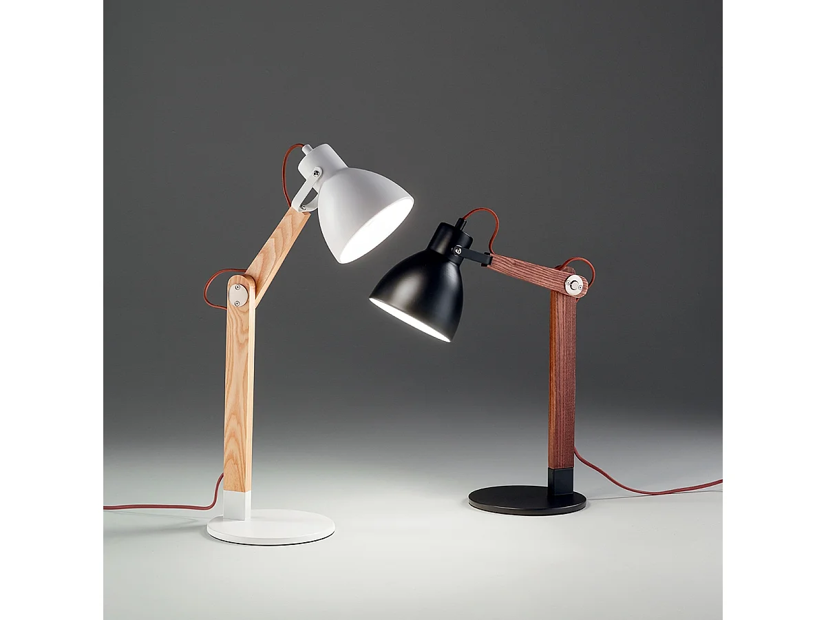Lámpara de mesa de escritorio moderna de madera diseño nórdico Sveva-T - Blanco