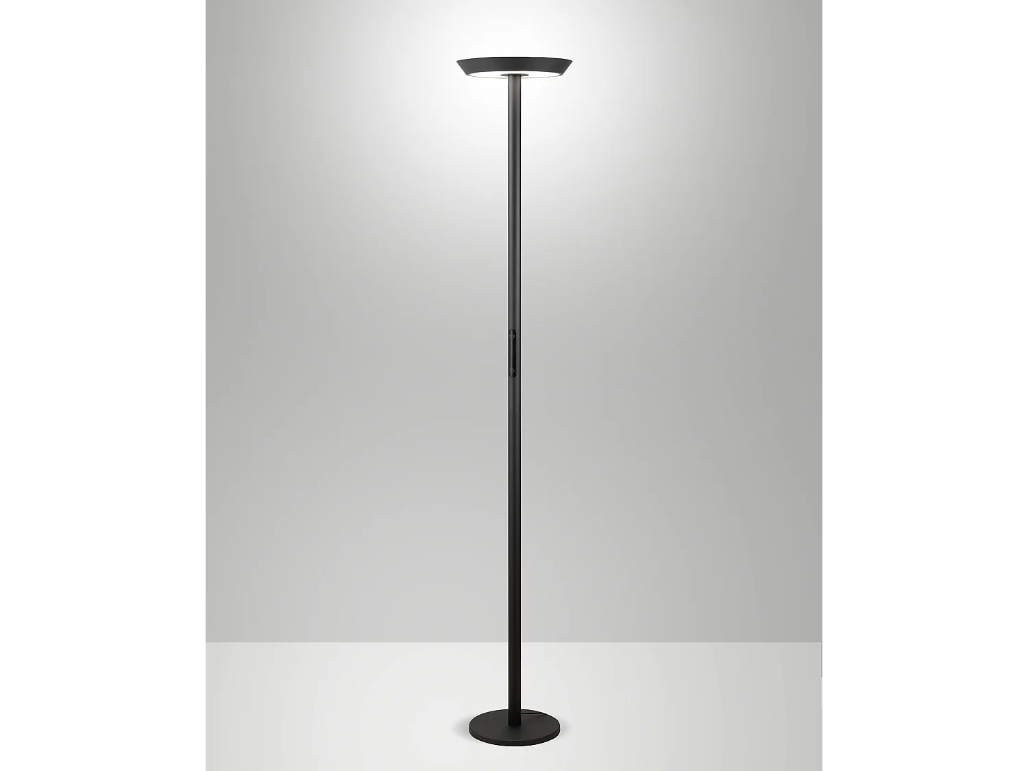 Lampa podłogowa Fizz LED 50W, aluminiowa i metakrylanowa konstrukcja, regulowana temperatura barwowa CCT 2700K-4000K, kolor antracyt, design Fizz