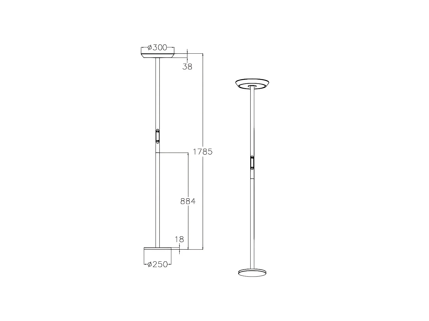 Lampa podłogowa Fizz LED 50W, aluminiowa i metakrylanowa konstrukcja, regulowana temperatura barwowa CCT 2700K-4000K, kolor antracyt, design Fizz