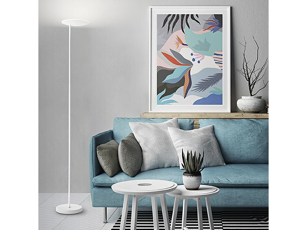 Candeeiro de pé LED 24W 1900Lm 3000K em metal branco, design moderno e elegante para iluminação de interiores, altura 183 cm - Perenz, Europa