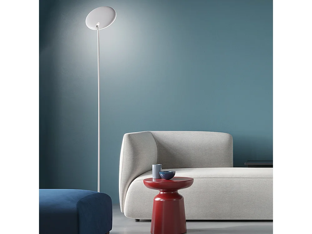 Candeeiro de pé LED 24W 1900Lm 3000K em metal branco, design moderno e elegante para iluminação de interiores, altura 183 cm - Perenz, Europa