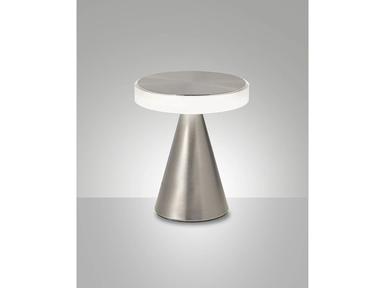 Lampa stołowa LED Fabas Neutral Light 8W 750lm 3000K, metalowa i metakrylanowa, ze sterowaniem dotykowym, nikiel satynowy - Fabas Luce