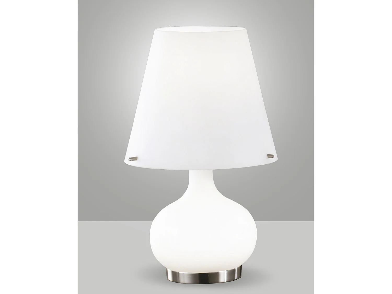 Lámpara de mesa Ade de metal y cristal soplado blanco, diseño elegante con doble interruptor, casquillo G9 y E14, 230V, código 2533-34-102