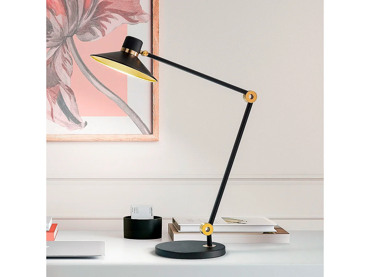 Lámpara de escritorio moderna de LED con brazos ajustables Panarea. - Negro