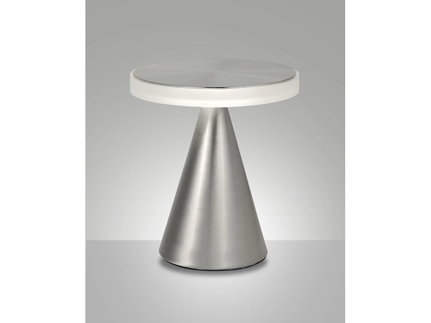 Lámpara de mesa LED 12W 1260lm 3000K metal y metacrilato níquel satinado IP20, diseño moderno elegante para iluminación interior decorativa