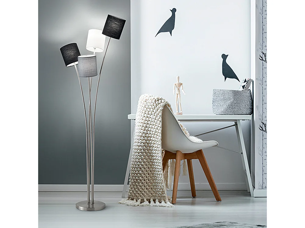 Candeeiro de Pé em Metal Cromado Escovado, Elegante para Iluminação de Interiores, Design Moderno H160cm 4xE14 - Perenz Iluminação de Luxo