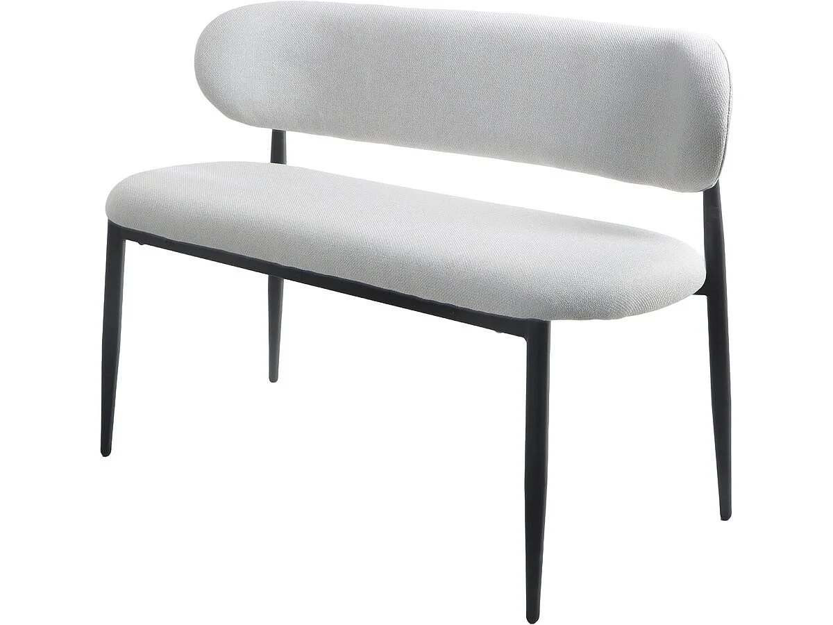 Panca da pranzo in tessuto - 110 cm - "Sélène" - 3 posti - Grigio chiaro e nero