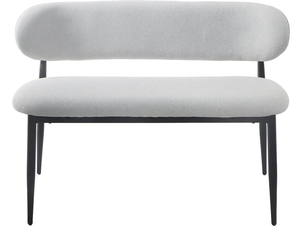 Panca da pranzo in tessuto - 110 cm - "Sélène" - 3 posti - Grigio chiaro e nero