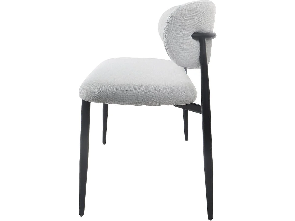 Panca da pranzo in tessuto - 110 cm - "Sélène" - 3 posti - Grigio chiaro e nero