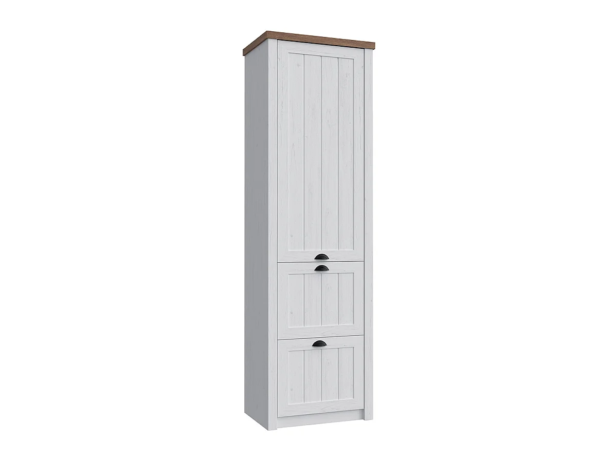 Schrank 1 Tür 2 Schubladen Léandre Weiß und Holz