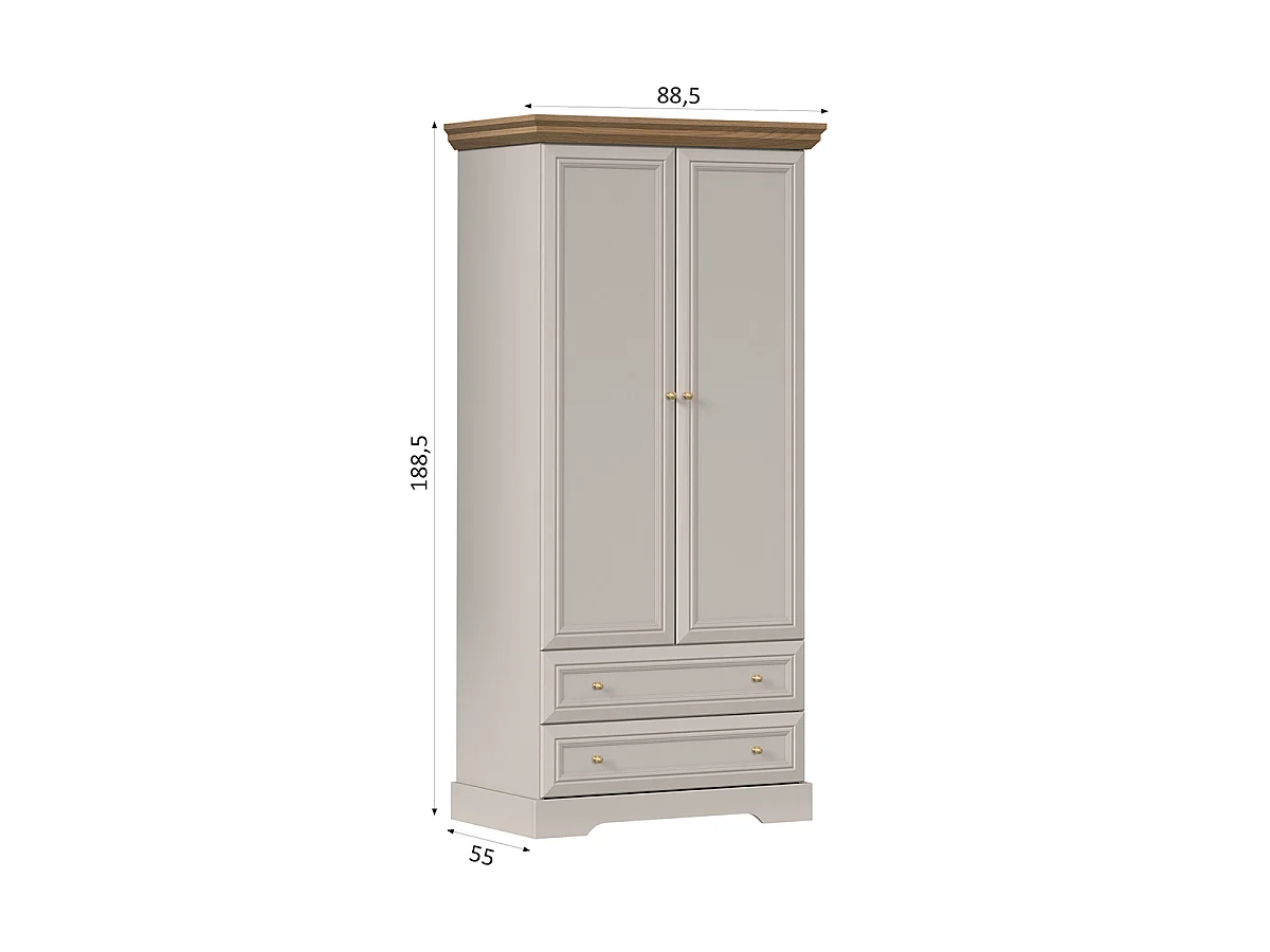 Schrank 2 Türen 2 Schubladen Dulci Kaschmir und Holz