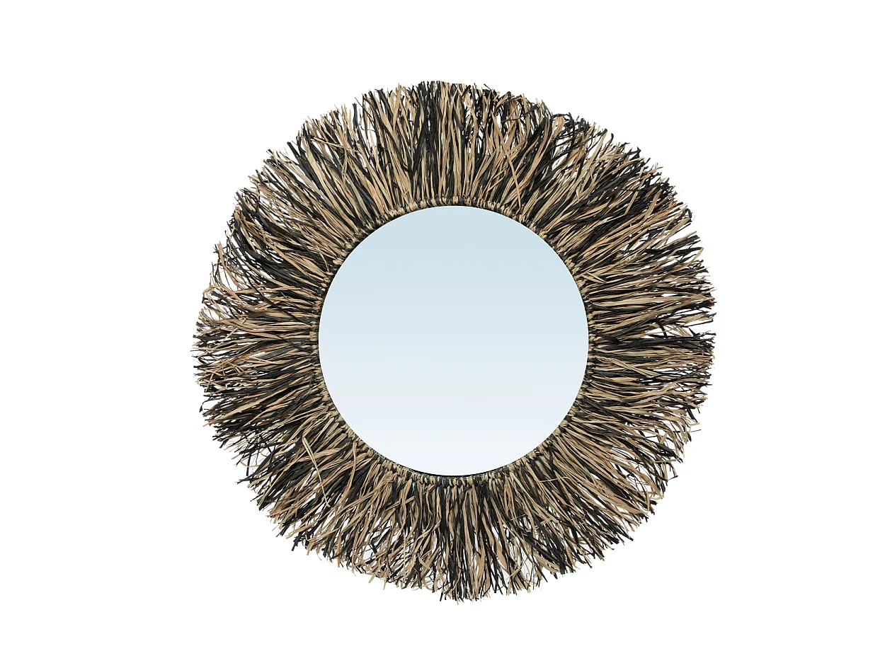 Le Raffia Fringe Miroir - Noir Naturel - M_40