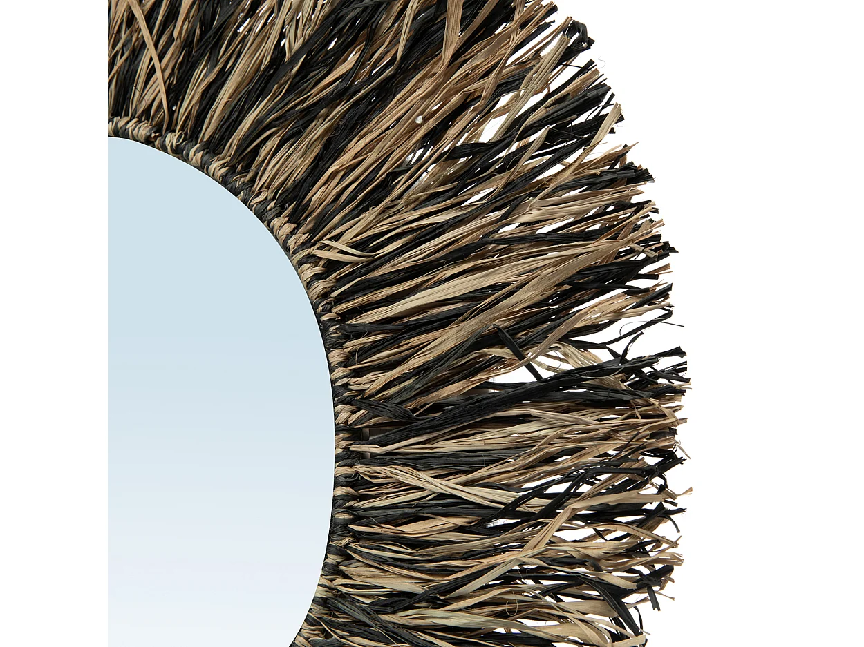 Le Raffia Fringe Miroir - Noir Naturel - M_40