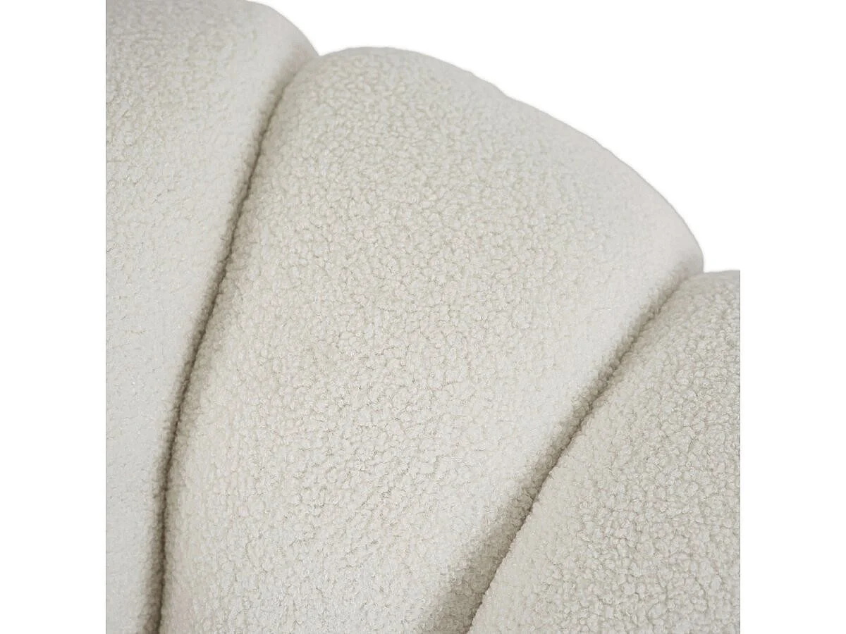 Fauteuil avec pouf style bubble en tissu bouclette "Élysée" - Crème