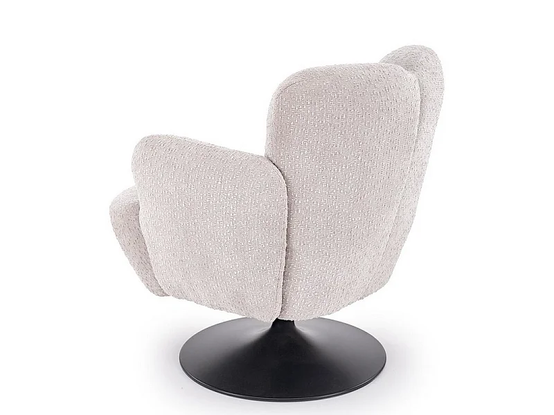 Fauteuil Design Pivotant en Tissu Texturé Beige et Pied Métal Noir - Achil