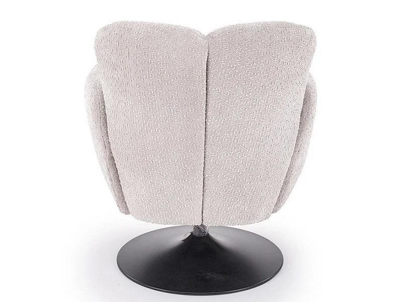 Fauteuil Design Pivotant en Tissu Texturé Beige et Pied Métal Noir - Achil