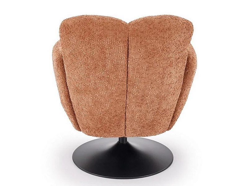 Fauteuil Pivotant 360° en Tissu Texturé Cannelle et Pied Métal Noir - Achil