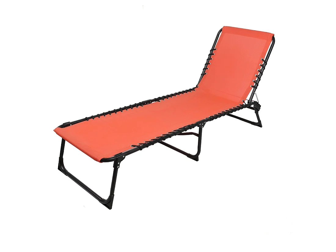 Lot de 2 bains de soleil corail – 187x56x26/85 cm – Métal – Toile résistante – Dossier inclinable