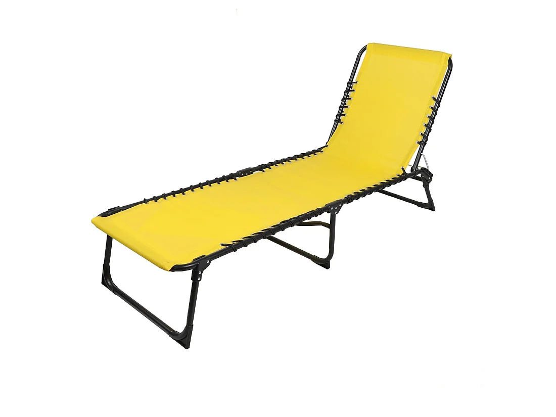 Lot de 2 bains de soleil jaune moutarde – 187x56x26/85 cm – Métal – Toile résistante – Pliables
