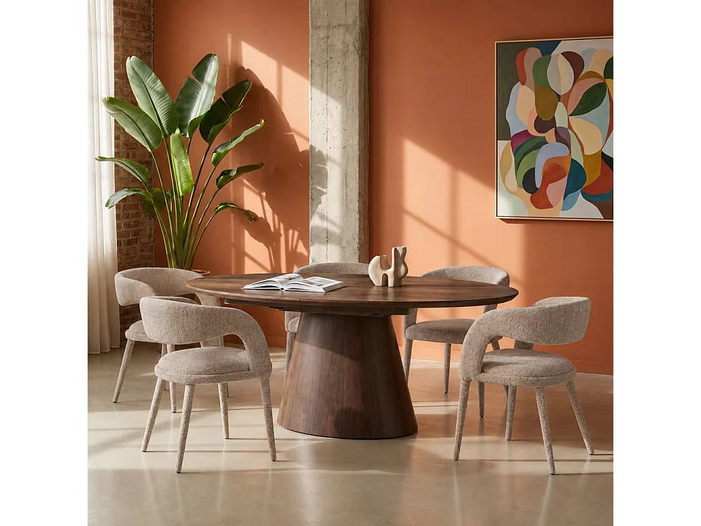 Romy - Lot de 2 fauteuils de table en tissu - Marron chiné