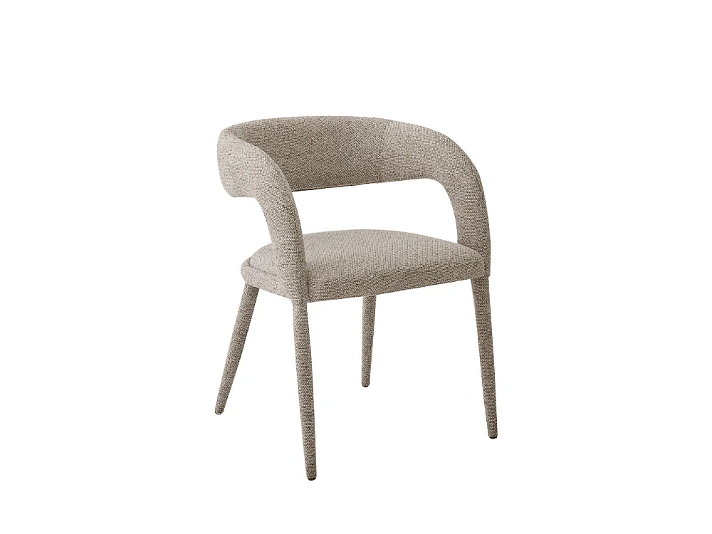 Romy - Lot de 2 fauteuils de table en tissu - Marron chiné