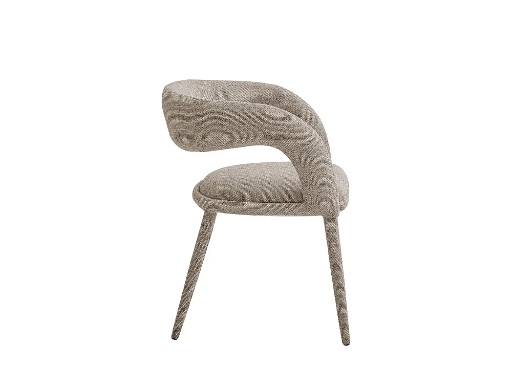 Romy - Lot de 2 fauteuils de table en tissu - Marron chiné