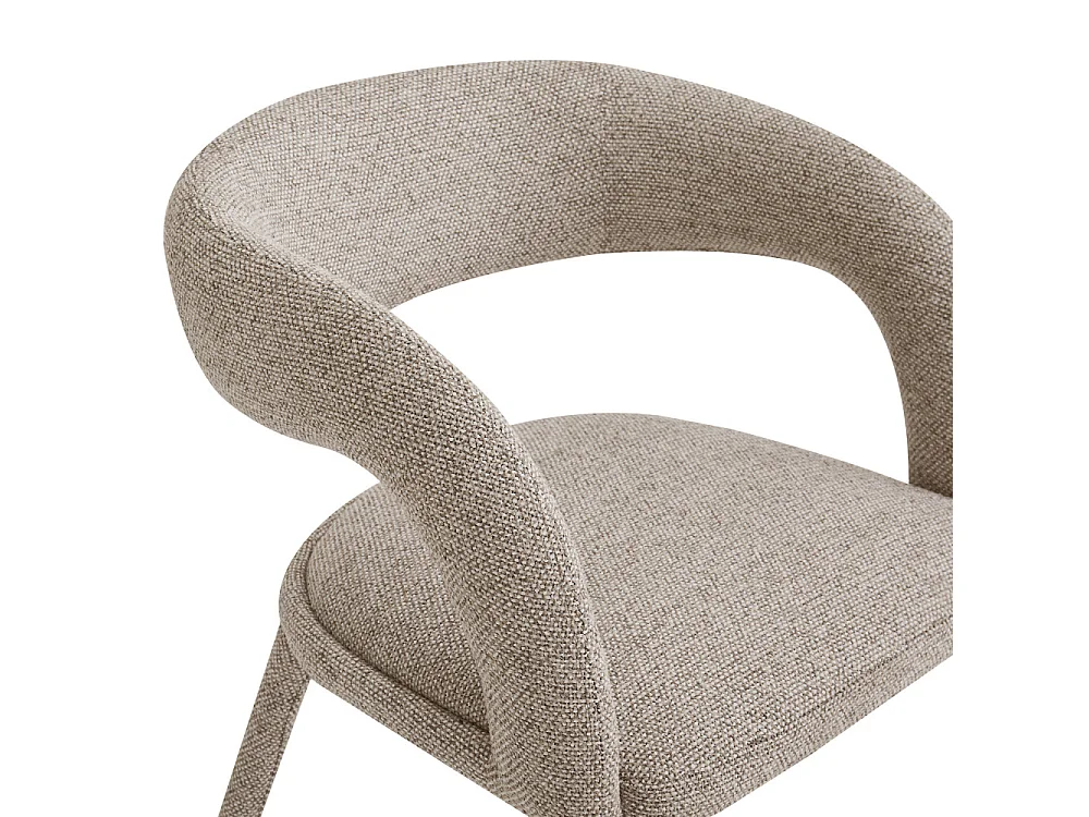 Romy - Lot de 2 fauteuils de table en tissu - Marron chiné