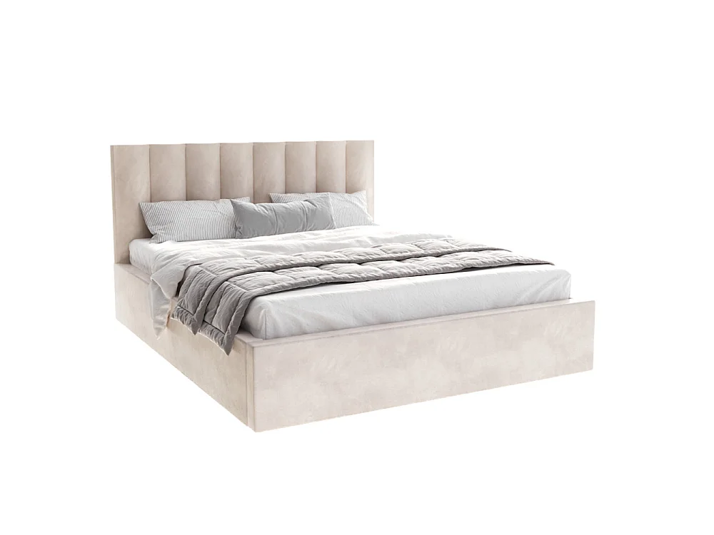 Lit coffre Lorado 120 x 190 cm avec sommier à lattes relevable Crème