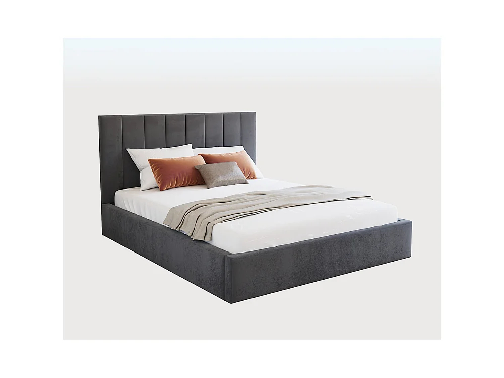 Lit coffre Lorado 120 x 190 cm avec sommier à lattes relevable Gris Foncé