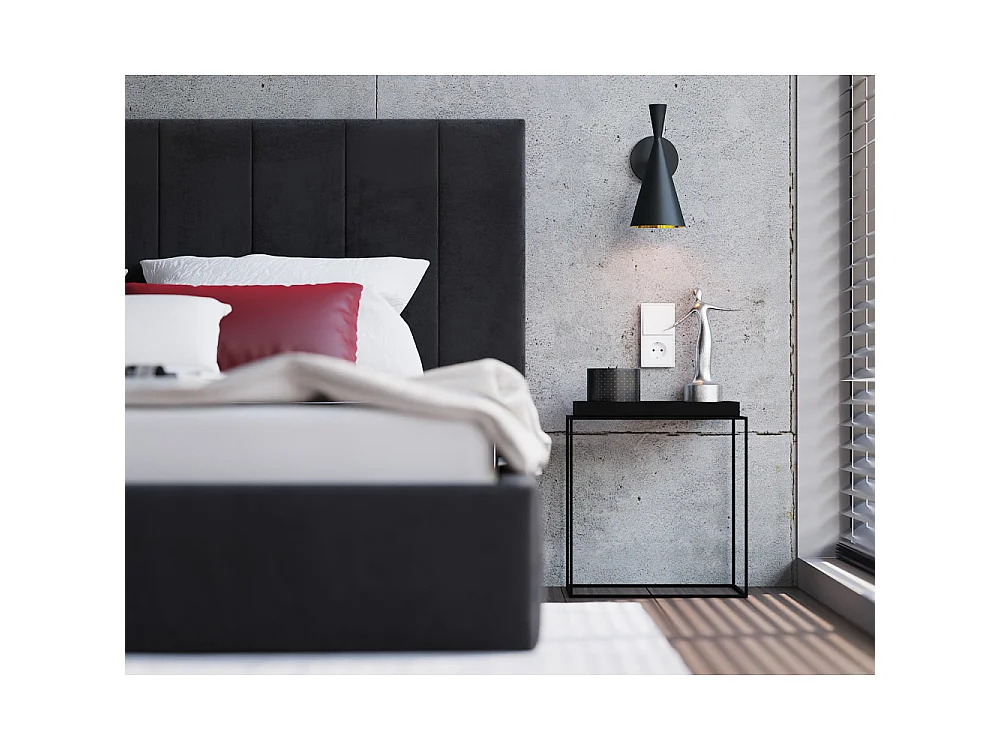 Lit coffre Lorado 120 x 200 cm avec sommier à lattes relevable Noir