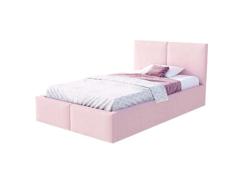 Lit coffre Tulum 120 x 190 cm avec sommier à lattes relevable Rose pâle