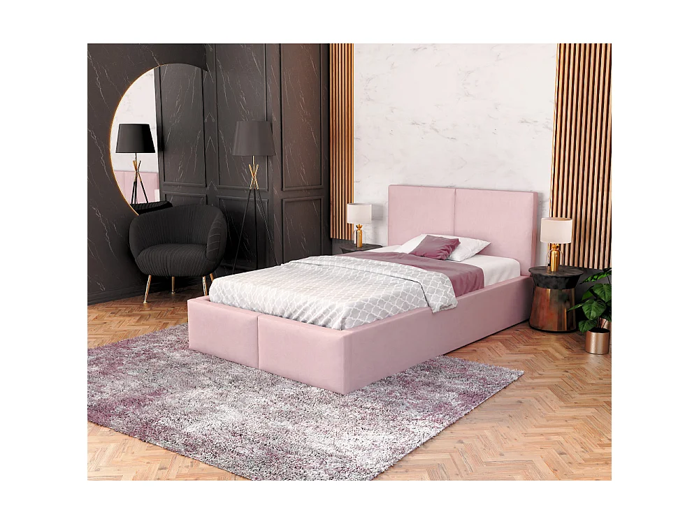 Lit coffre Tulum 120 x 190 cm avec sommier à lattes relevable Rose pâle