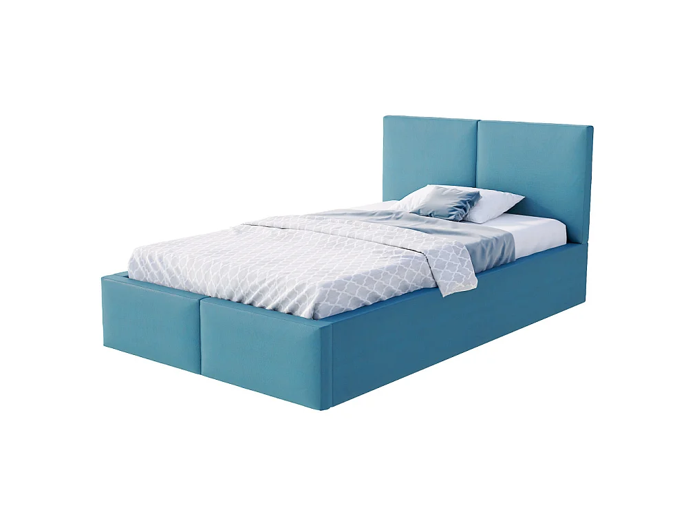 Lit coffre Tulum 120 x 190 cm avec sommier à lattes relevable Azur