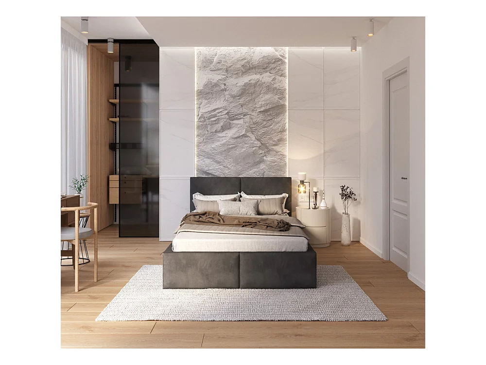 Lit coffre Tulum 120 x 190 cm avec sommier à lattes relevable Gris Foncé