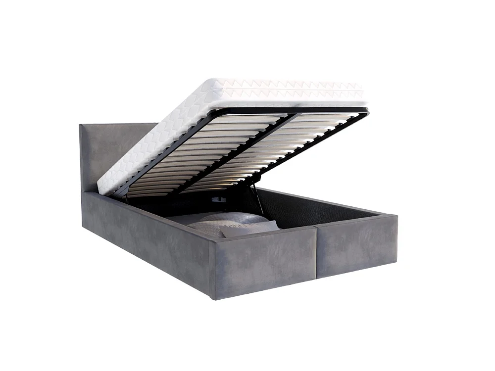 Lit coffre Tulum 120 x 190 cm avec sommier à lattes relevable Gris Foncé