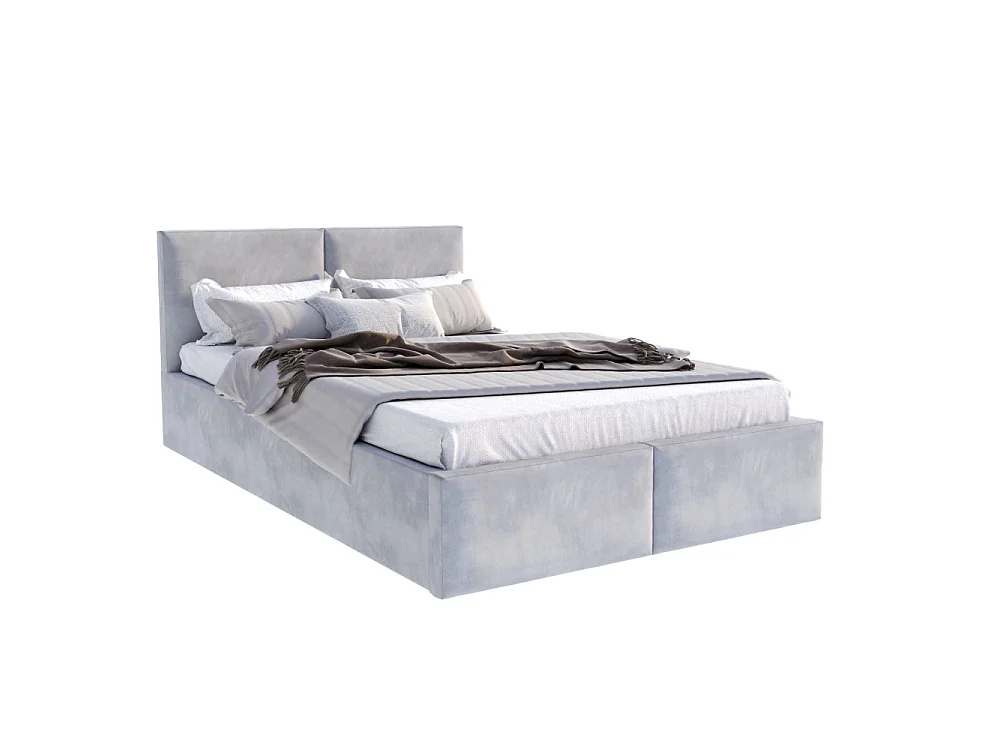 Lit coffre Tulum 120 x 190 cm avec sommier à lattes relevable Gris Clair