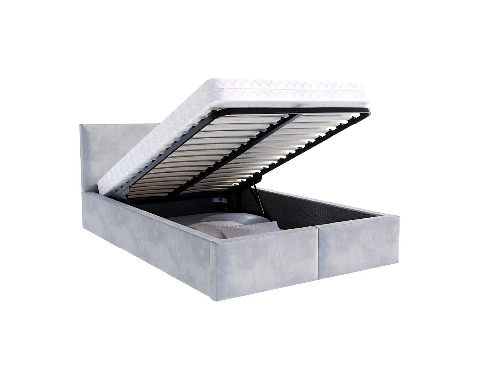 Lit coffre Tulum 120 x 190 cm avec sommier à lattes relevable Gris Clair