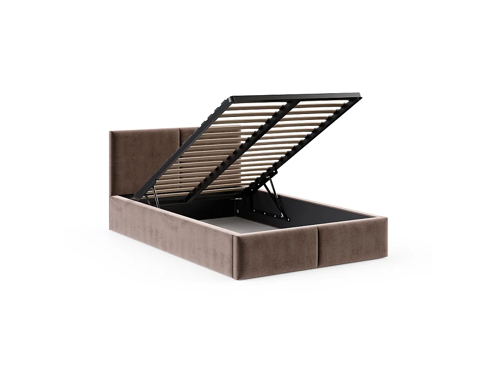 Lit coffre Tulum 120 x 190 cm avec sommier à lattes relevable Gris Clair