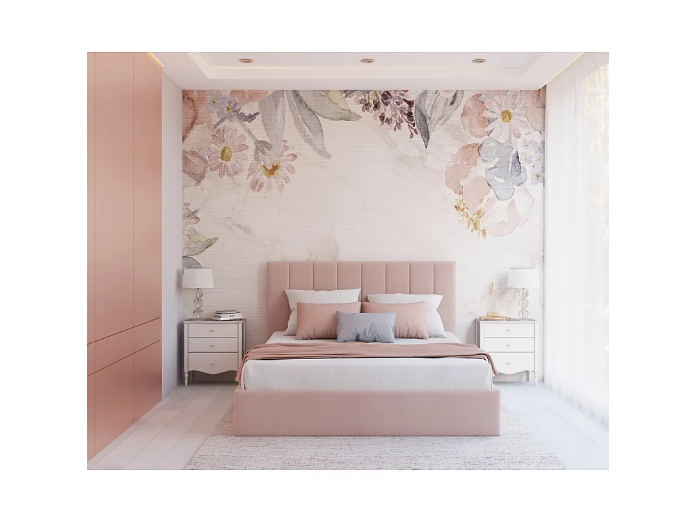 Lit coffre Lorado 120 x 200 cm avec sommier à lattes relevable Rose pâle