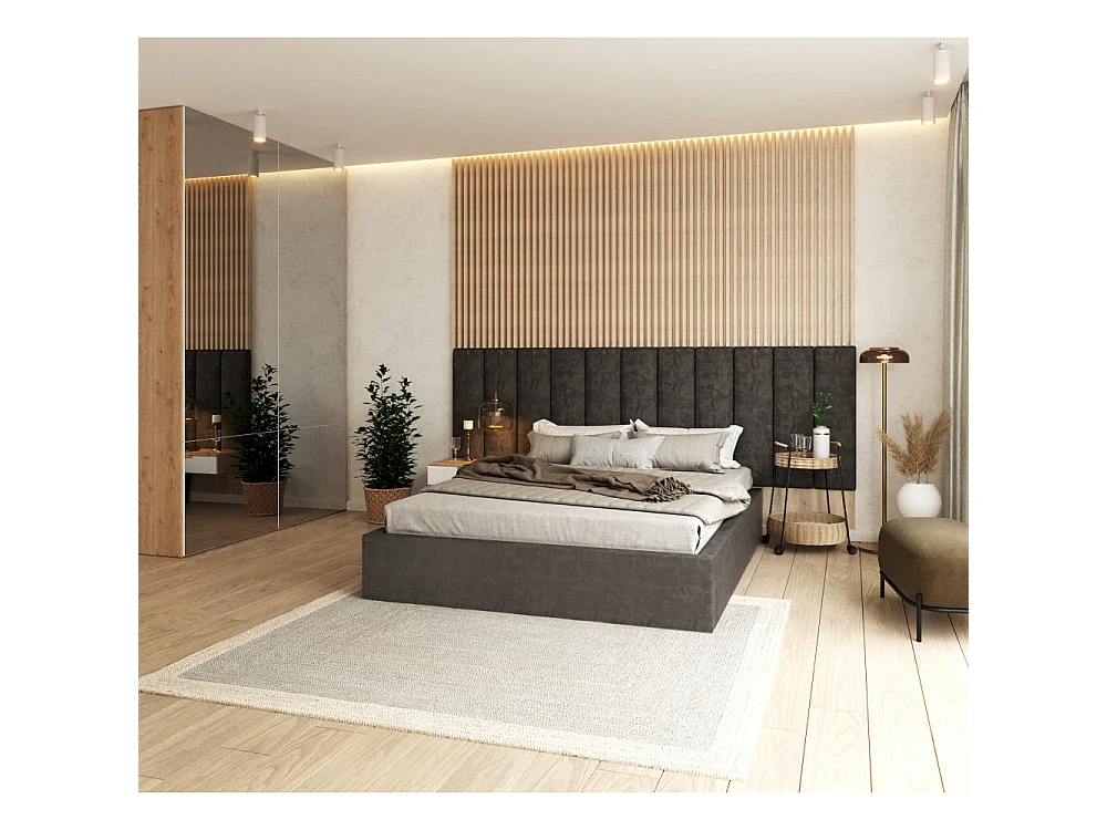 Lit coffre Orlane 120 x 190 cm avec sommier à lattes relevable Gris Foncé