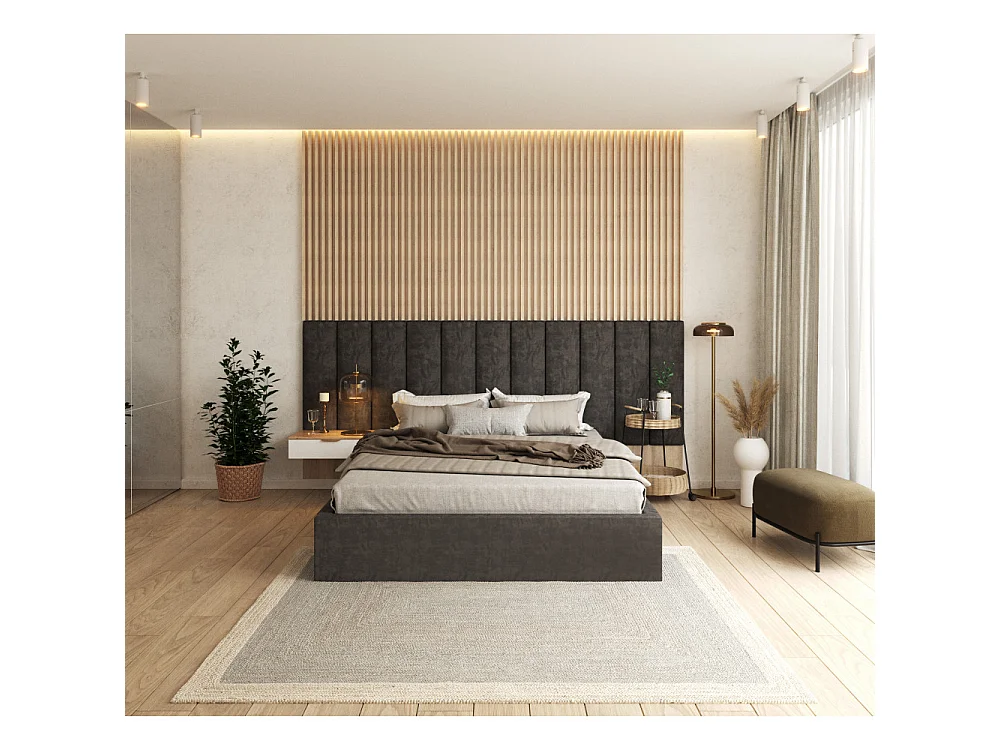 Lit coffre Orlane 120 x 190 cm avec sommier à lattes relevable Gris Foncé