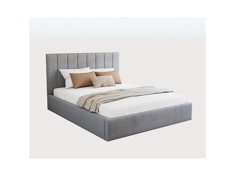 Lit coffre Lorado 120 x 190 cm avec sommier à lattes relevable Gris Clair