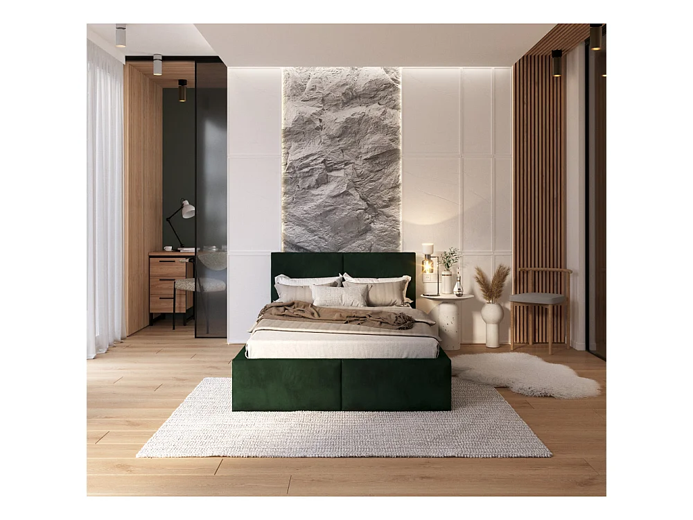 Lit coffre Tulum 120 x 190 cm avec sommier à lattes relevable Vert