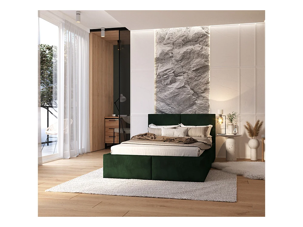 Lit coffre Tulum 120 x 190 cm avec sommier à lattes relevable Vert