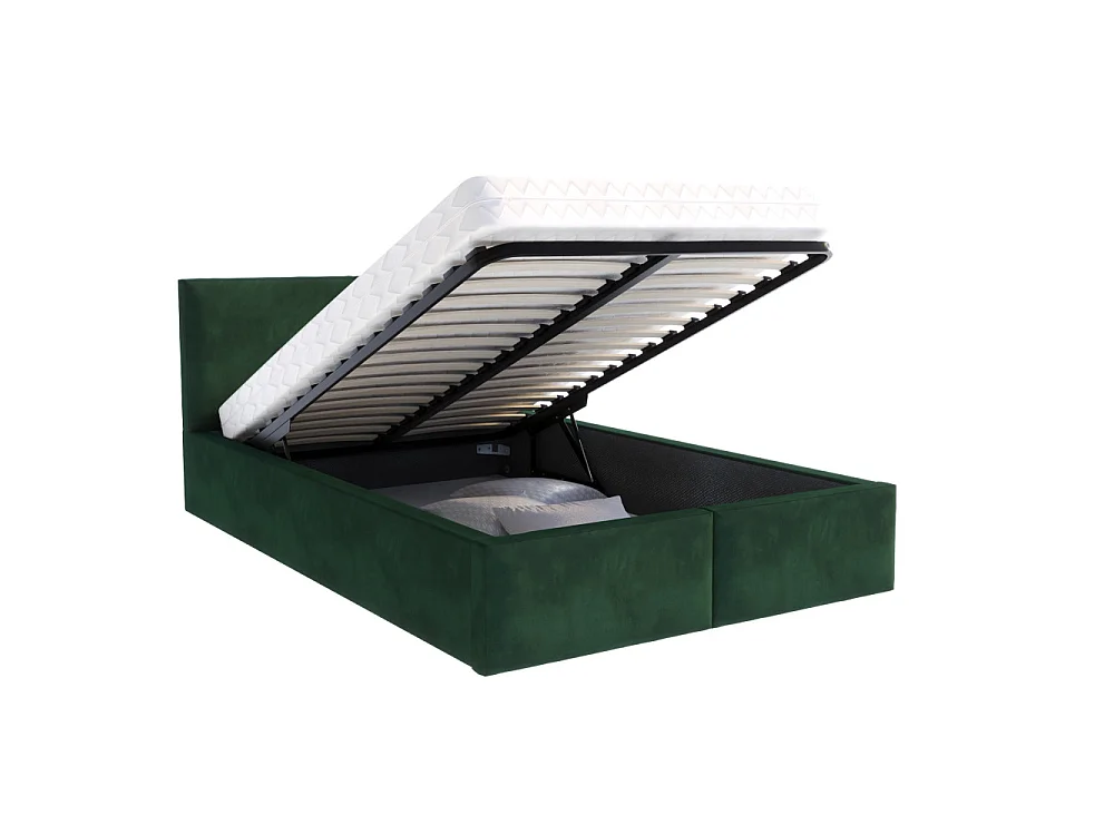 Lit coffre Tulum 120 x 190 cm avec sommier à lattes relevable Vert